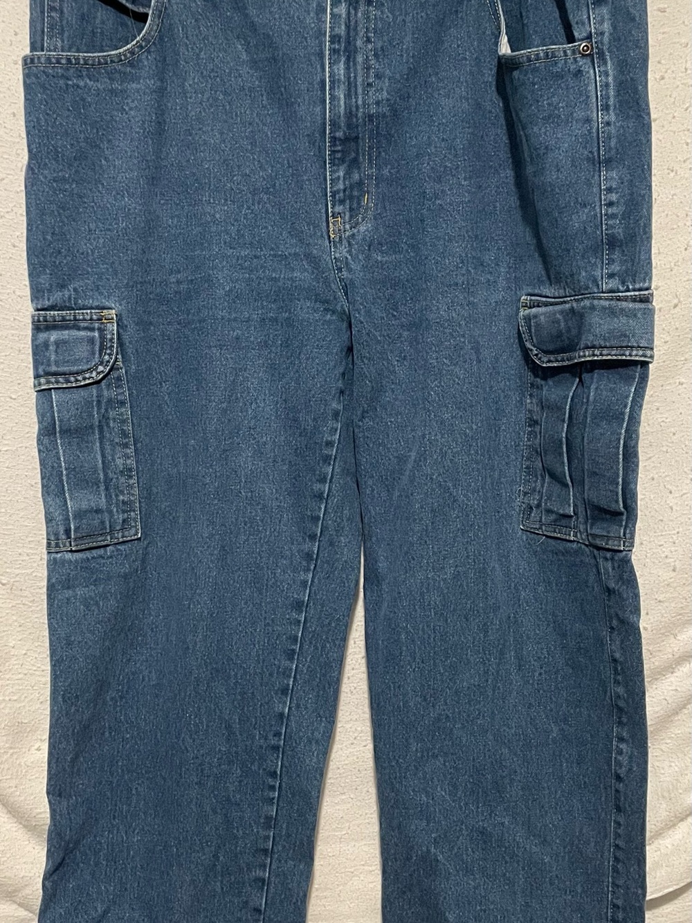 Duke Men's Denim Cargo Pants with Multiple Utility Pockets - Blue